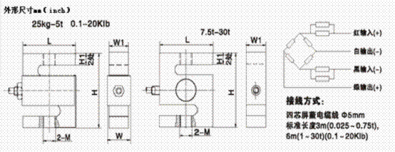 H3-C3-7.5T-6B稱重傳感器平面圖